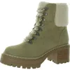 Mia Tiler Womens Lace-up Faux Leather Shearling Boots In Beige