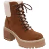 Mia Tiler Womens Lace-up Faux Leather Shearling Boots In Green