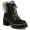 Mia Tiler Womens Lace-up Faux Leather Shearling Boots In Multi