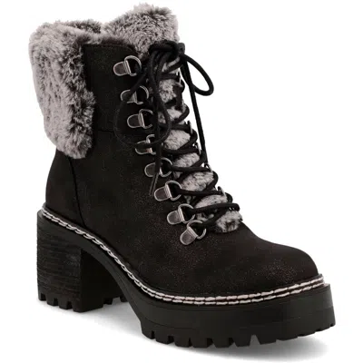 Mia Tiler Womens Lace-up Faux Leather Shearling Boots In Multi