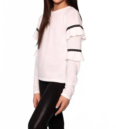 Mia Kids' Trim Sweater In White