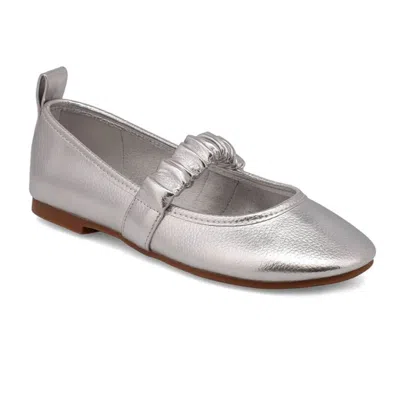 Mia "uliana" Leather Mary Jane Ballet Flats In Silver