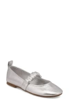 Mia Uliana Mary Jane Flat In Silver Metallic
