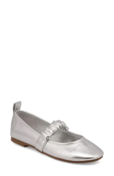 Mia Uliana Mary Jane Flat In Silver Metallic
