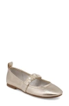 Mia Uliana Mary Jane Flat In Soft Gold Metallic
