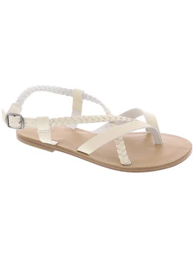 Mia Vaeda Womens Faux Leather Thong Flatform Sandals In Beige