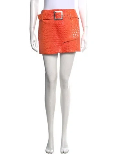 Pre-owned Mia Vesper Animal Print Mini Skirt In Orange