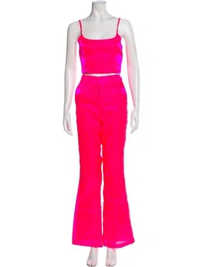 Pre-owned Mia Vesper Colorblock Pattern Pant Set In Pink