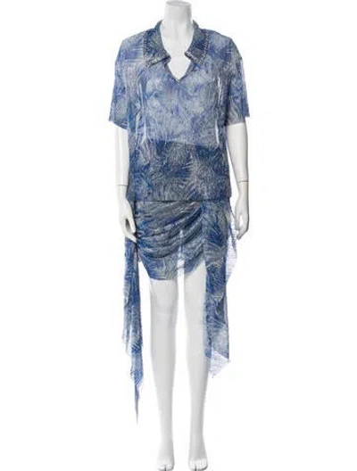 Pre-owned Mia Vesper Crystal Embellishments Skirt Set In Blue