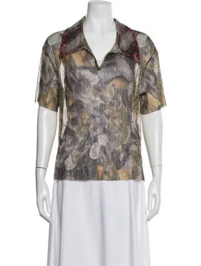 Pre-owned Mia Vesper Printed Short Sleeve Top In Neutrals