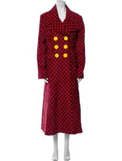 Pre-owned Mia Vesper Printed Trench Coat In Red
