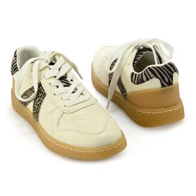 Mia "vesta" Faux Leather Lace-up Sneakers In Neutral