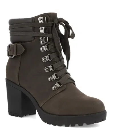 MIA WOMEN'S ANNAMARIA BLOCK HEEL LUG SOLE BIKER BOOTS