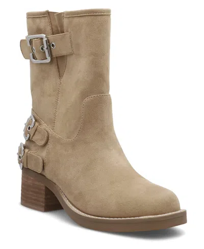 Mia Women's Averie Buckle Moto Booties In Beige