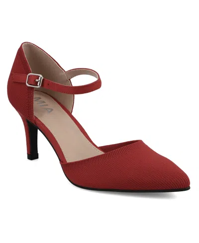 MIA WOMEN'S BIVI KNIT D'ORSAY BUCKLED ANKLE STRAP PUMPS