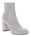 Mia Braxton Block Heel Bootie In Silver