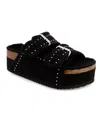 Mia Women's Brookie Slip-on Cozy Platform Sandals In Black Shearling