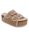 Mia Women's Brookie Slip-on Cozy Platform Sandals In Sand Shearling