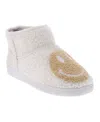 Mia Chill Smiley Genuine Shearling Bootie Slipper In Oatmeal Happy Face