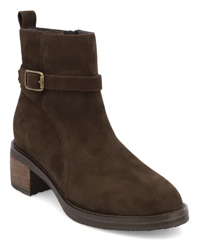 Mia Women's Desmond Block Heel Buckle Booties In Espresso