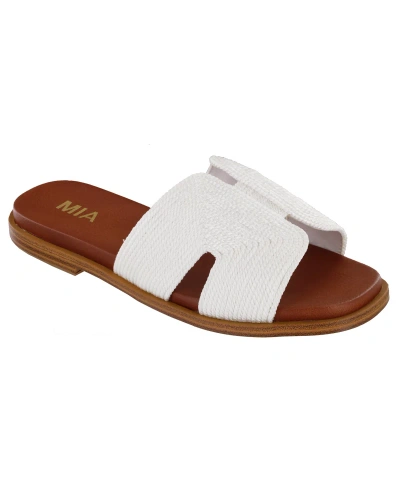 Mia Dia Womens Woven Slip On Flatform Sandals In White