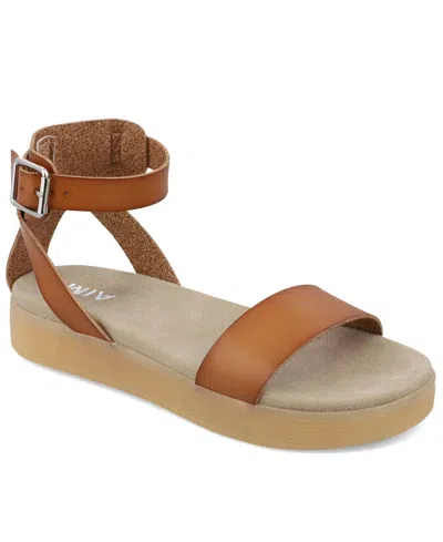 Mia Women's Ellen Ankle-strap Flatform Casual Sandals In Brown