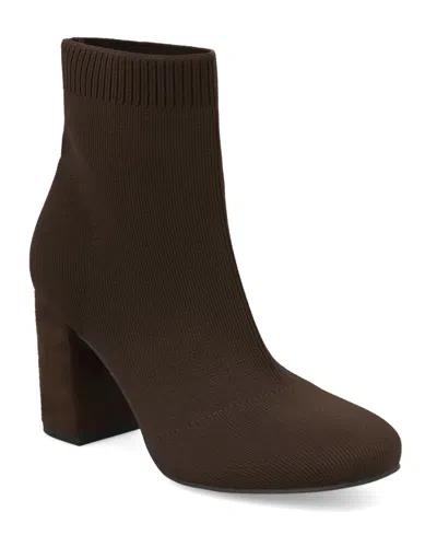 Mia Women's Erika Stacked Heel Booties In Brown