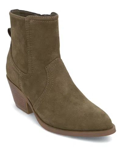 Mia Women's Ester Western Zipper Booties In Green