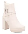 Mia Esther Block Heel Platform Bootie In Bone