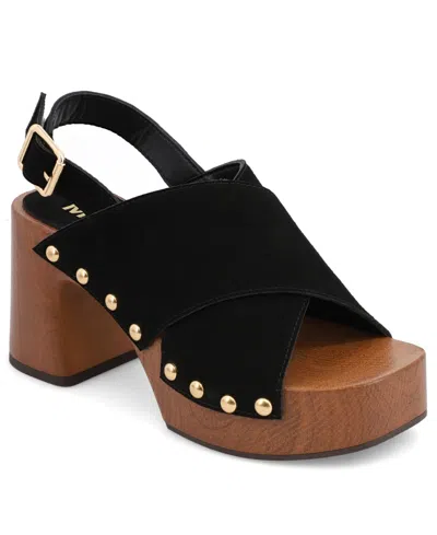 MIA WOMEN'S EUDORA STUDDED CRISSCROSS SQUARE-TOE PLATFORM CASUAL SANDALS