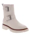 Mia Florence-l Womens Water-resistant Lug-sole Motorcycle Boots In Ecru Leather