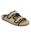 Mia Women's Gazell Double Buckle Slip-on Slide Sandals In Natural,black