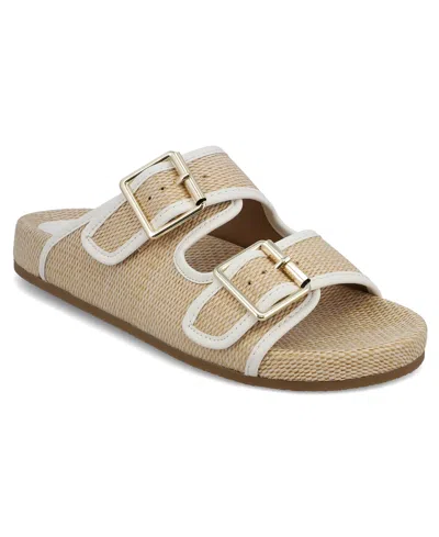 Mia Women's Gazell Double Buckle Slip-on Slide Sandals In Natural,white