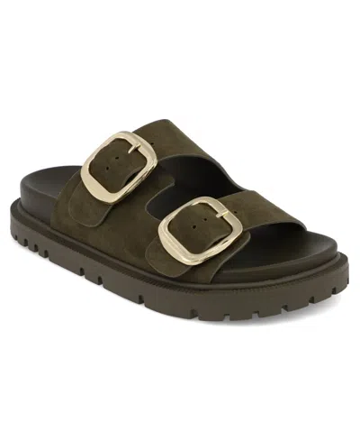Mia Women's Gen Double Buckle Flat Sandals In Green