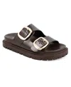 Mia Women's Gen Double Buckle Flat Slide Sandals In Brown