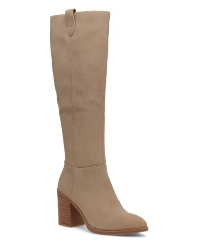 Mia Hadley Womens Faux Leather Tall Knee-high Boots In Sand