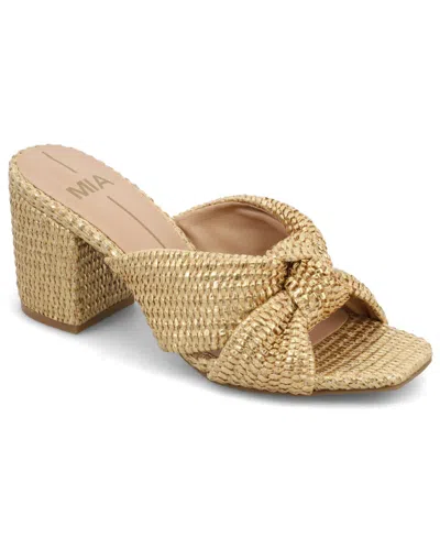 Mia Women's Hania Woven Raffia Slip-on Dress Sandals In Yellow
