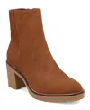 Mia Harlow Womens Faux Suede Stretch Booties In Cognac