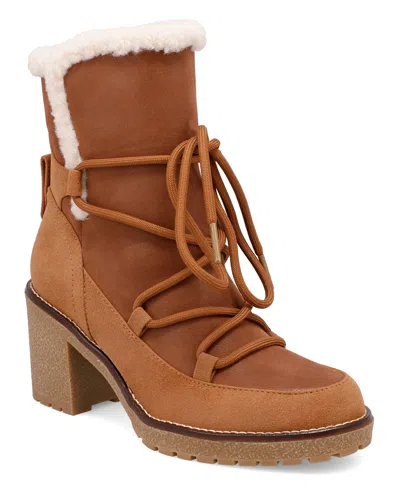 Mia Holiday Faux Shearling Bootie In Cognac