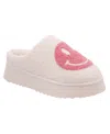 Mia Icicle Faux Shearling Slipper In Blush Smiley