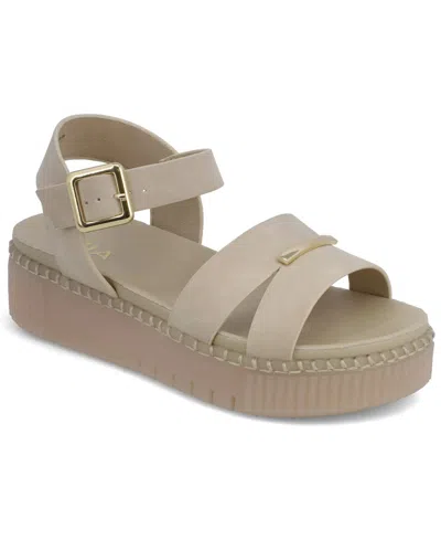 Mia Jacklyn Ankle Strap Platform Sandal In Neutral