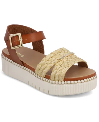 Mia Jacklyn Ankle Strap Platform Sandal In Brown