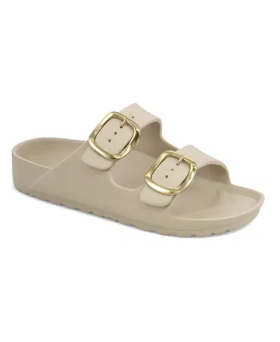 Mia Women's Jasmin Double Buckle Flat Sandals In Sand,gold