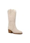 Mia Jenah Woven Cowboy Boot In Neutral