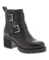 Mia Jessi Womens Faux Leather Block Heel Ankle Boots In Black