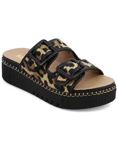 Mia Jimenna Buckle Strap Platform Sandal In Animal Print