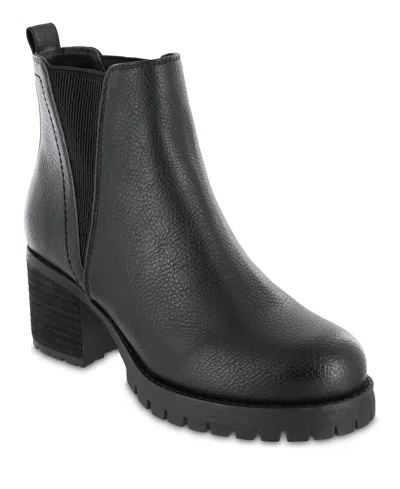 Mia Womens Stretch Manmade Chelsea Boots In Black