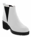Mia Women's Jody Lug Sole Chelsea Booties In White