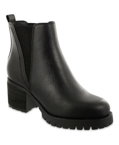Mia Womens Stretch Manmade Chelsea Boots In Black