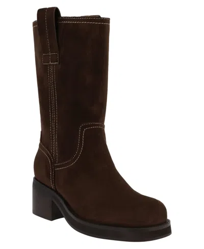 Mia Women's Johanna Moto Mid-calf Zipper Boots In Chocolate
